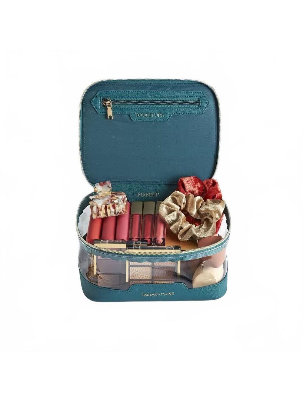 Tartan + Twine Transparent Teal Box Train Case